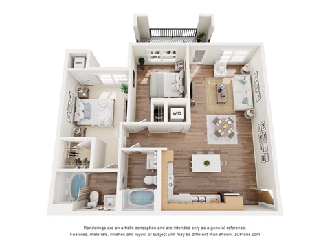 Floor plan for 2 beds, 2 baths, 920 sqft